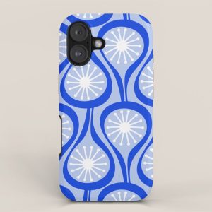 Mid Century Modern Atomic Drops Light Blue Royal Blue iPhone Case