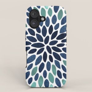 Modern, Blue and Green, Floral Bloom, Botanical Pattern iPhone Case