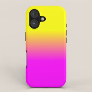 Neon Yellow and Bright Hot Pink Ombré Shade Color Fade iPhone Case
