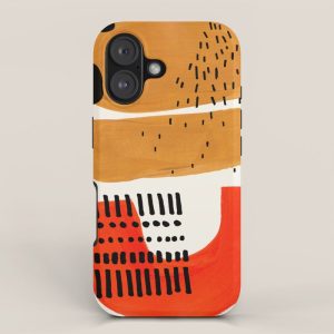 Mid Century Modern Abstract Minimalist Retro Vintage Style Fun Playful Ochre Yellow Ochre Orange iPhone Case