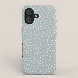 Minimal Painted Smudge Dots Pattern in Light Blue Gray and Cream iPhone Case