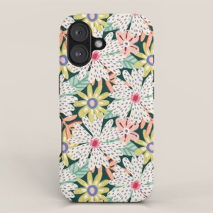 Summer Bloom - Dark Green Background iPhone Case