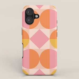 Mid Century Modern Geometric Abstract 833 Orange Pink and Yellow iPhone Case
