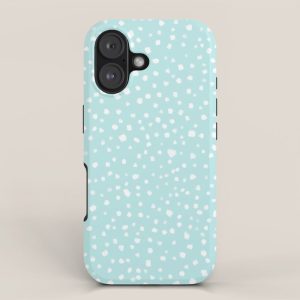 Minimal Painted Smudge Dots Pattern in Light Aqua iPhone Case