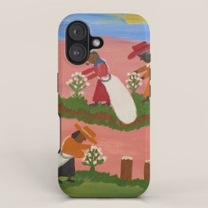 African American Masterpiece 'Six Figures Picking Cotton' folk art painting by Clementine Hunter iPhone Case