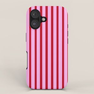 Pink and Red Candy Stripes Pattern iPhone Case