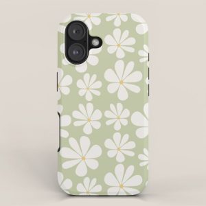 Retro Daisy Pattern - Pastel Green iPhone Case