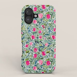 Popping Peonies - Green iPhone Case