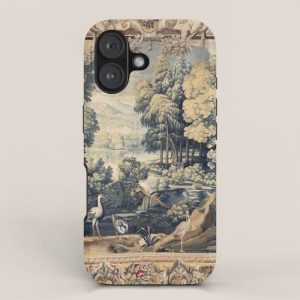 Antique 17th Century Verdure Bird Forest French Tapestry iPhone Case