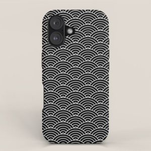 Japanese Waves Pattern Black on White iPhone Case
