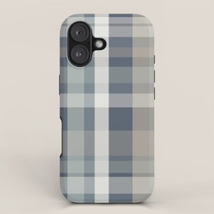 Retro Modern Plaid Pattern 2 in Neutral Blue Gray iPhone Case