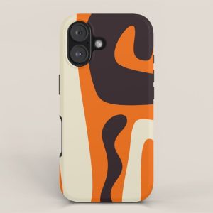 Mid Century Modern Kwaito Abstract Pattern Orange Black Cream iPhone Case