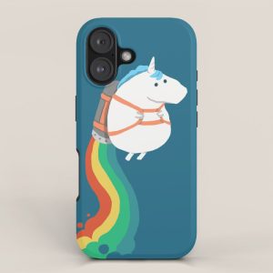 Fat Unicorn on Rainbow Jetpack iPhone Case