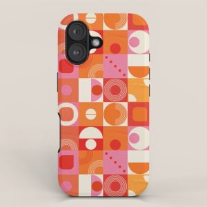 Retro Geo Pop Orange Pink Pattern iPhone Case