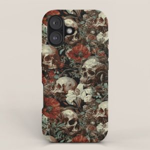 Skull and Floral Pattern iPhone Case