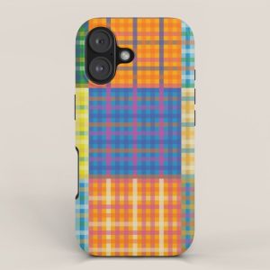 Bold and Colorful Vintage Style Gingham Patchwork Plaid Pattern iPhone Case