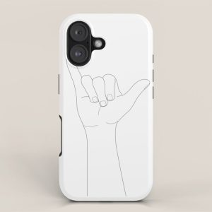Minimal Line Art Shaka Hand Gesture iPhone Case