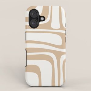 Palm Springs Midcentury Modern Abstract Pattern in Natural Wood Beige iPhone Case
