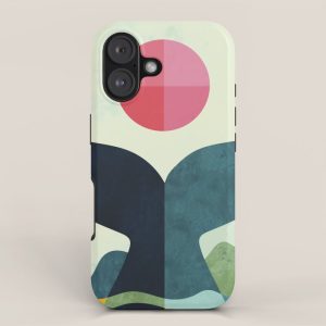 mid century whale sun sea iPhone Case