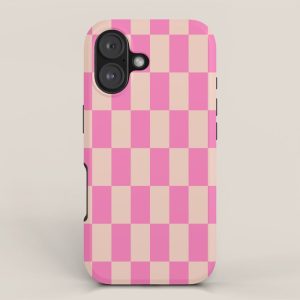 Pink Pop Checkered Grid iPhone Case