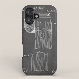 Toilet Paper Patent - Bathroom Art - Black Chalkboard iPhone Case