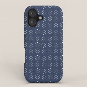 Arrow Lines Pattern in Navy Blue iPhone Case