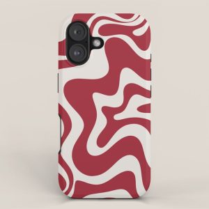 Retro Liquid Swirl Abstract Pattern Red Maroon iPhone Case