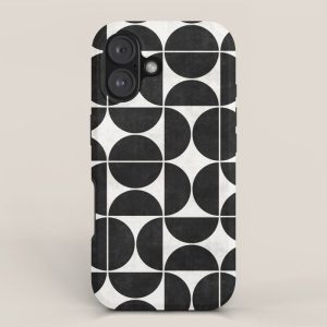 Mid-Century Modern Pattern No.3 - Black and White iPhone Case