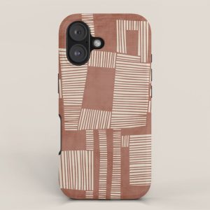 Modern Abstract Terracotta Linocut Boho Art iPhone Case