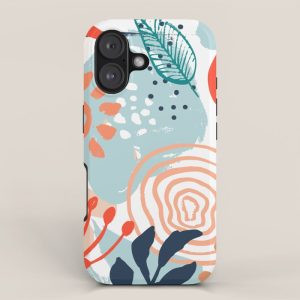 Summer Abstract, Floral Prints, Orange, Teal, Blue, Colourful Prints. iPhone Case