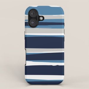 Ocean Beach Striped Landscape, Navy, Blue, Gray iPhone Case