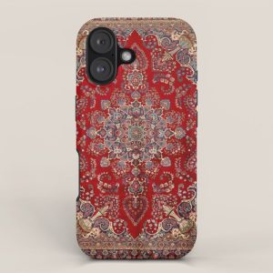Antique Persian Rug Dark Wine Red Mashad iPhone Case