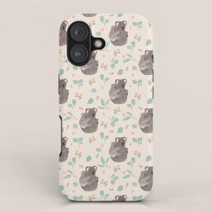 Koala and Eucalyptus Pattern iPhone Case