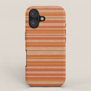 Retro Textured Stripes in Mid Century Modern Mustard, Beige, Olive, and Orange iPhone Case