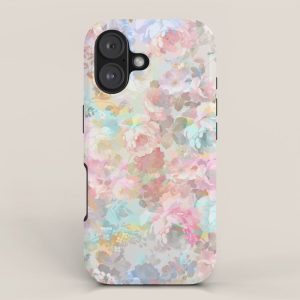 Shabby vintage pink baby blue watercolor floral iPhone Case