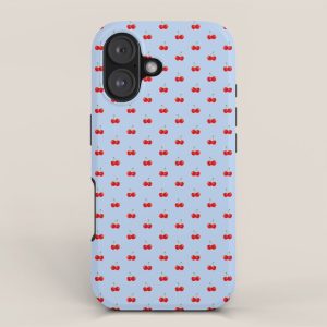 Y2K Cherries - Blue Pattern Miniature iPhone Case