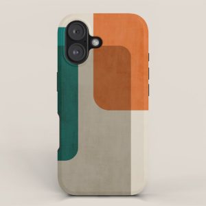 Teal Orange Modern MCM Minimalist Artwork iPhone Case