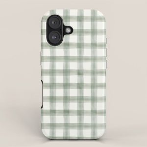 watercolor plaid - sage iPhone Case