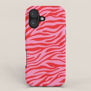 Pink On Red Zebra Animal Print iPhone Case
