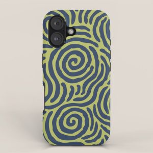 Ripple Effect Pattern Blue and Chartreuse iPhone Case