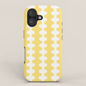 Vertical Stripes Yellow and White Ogee A-Go-Go Pop Pattern iPhone Case