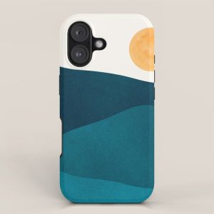 Teal Mountains Minimal Landscape iPhone Case