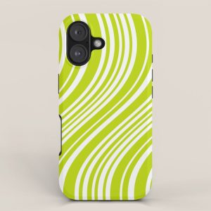 Wavy Stripes XXXVIII - Y2K Lime Green iPhone Case