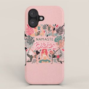 Namaste, Bitches - Pink iPhone Case