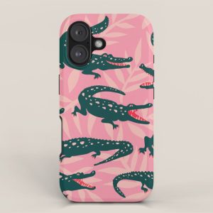 Alligator Collection - Pink & Teal iPhone Case