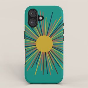 Mid Mod Sun II on Turquoise Teal iPhone Case