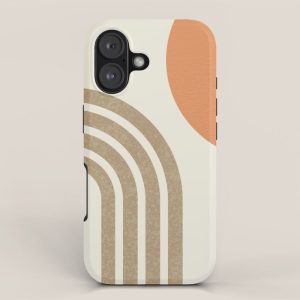 Mid-Century Modern - Orange Sun and Rainbow iPhone Case