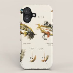 Illustrated Freshwater Fish Angling baits and fishing flies chart iPhone Case