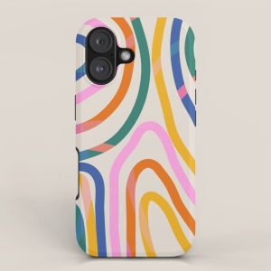 Whimsical Abstract Rainbows Lines Art iPhone Case