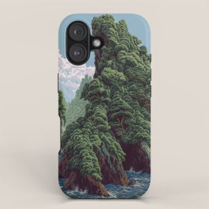 Japanese Wall Art Sage Green Poster Japanese Painting coastal japandi Art Maximalist Art iPhone Case